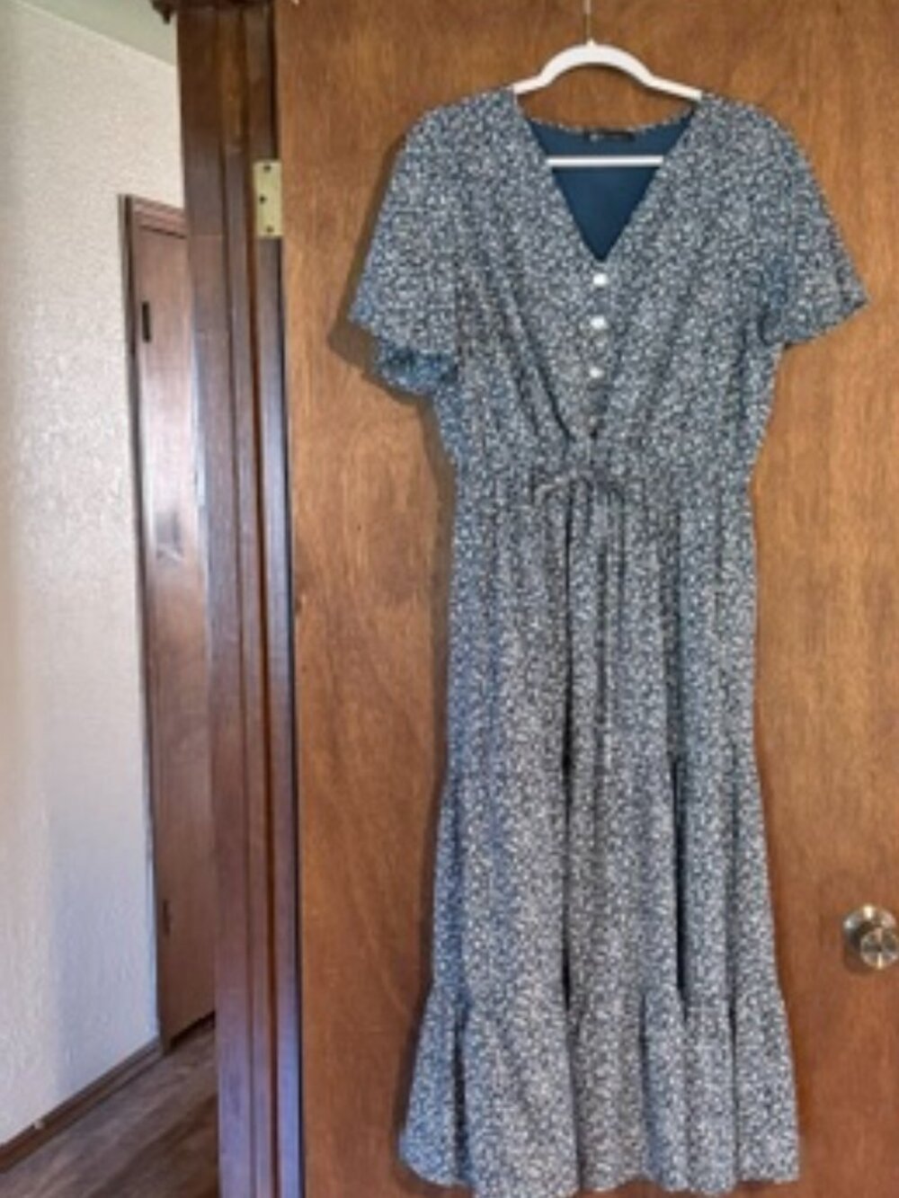 Blue and white floral dress